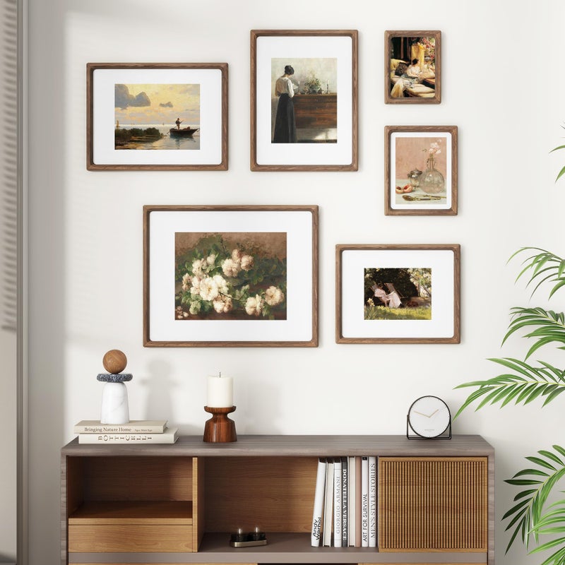 Heimlove 8.5X11 Picture Frames Natural Walnut,Original Wood Hand Make Crafted Photo Frame with Mat to 6X8 Graduation Picture Display,Family Picture,Wedding Picture Tabletop & Wall Decoration - Image 2
